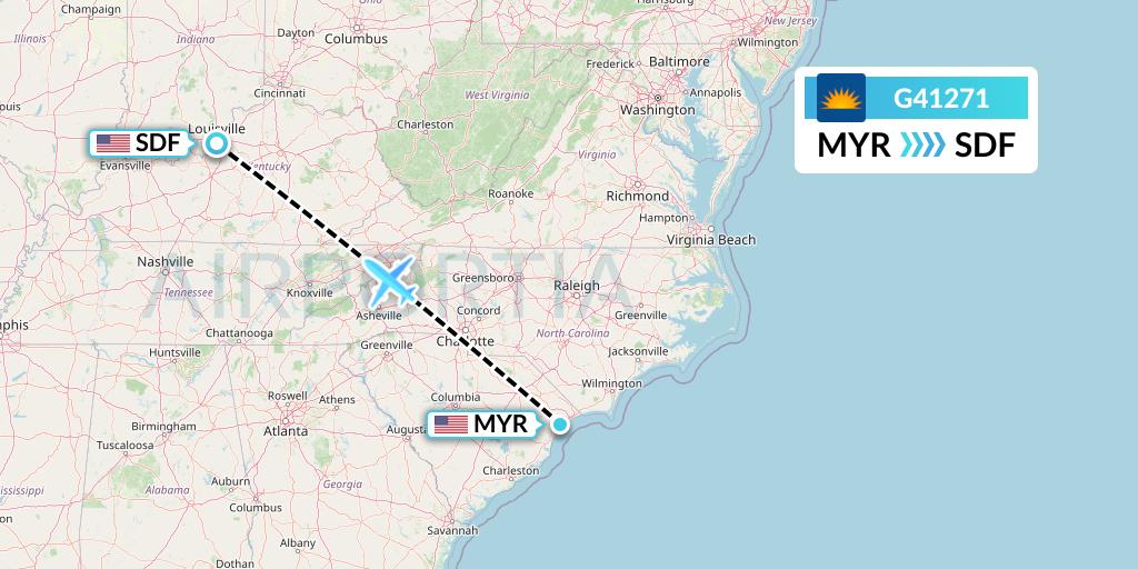 G41271 Allegiant Air Flight Map: Myrtle Beach to Louisville