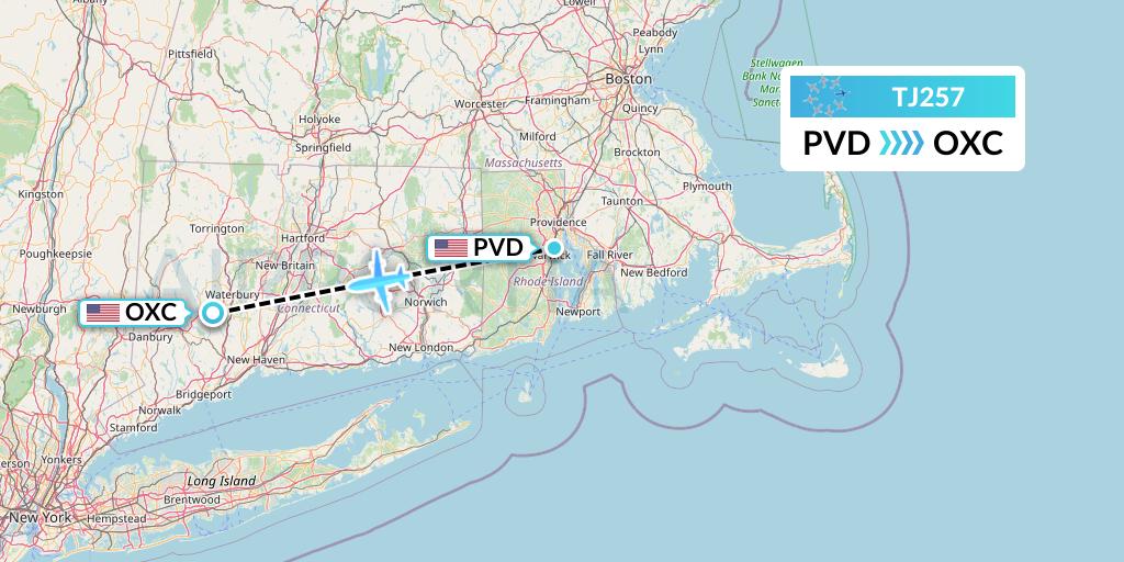 TJ257 Tradewind Aviation Flight Map: Providence to Oxford