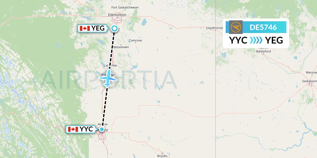 DE5746 Condor Flight Map: Calgary to Edmonton
