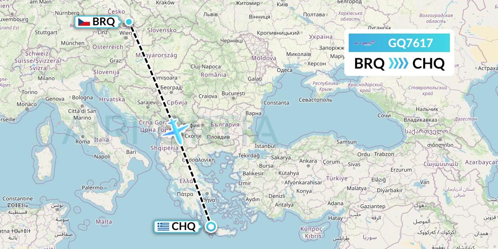 GQ7617 Sky Express (Greece) Flight Map: Brno to Chania