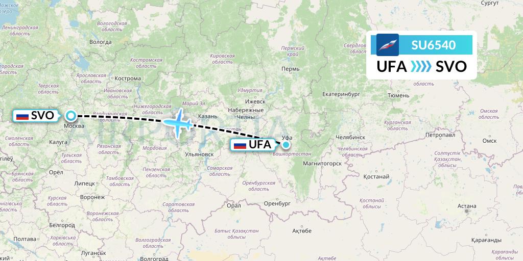 SU6540 Aeroflot Flight Map: Ufa to Moscow