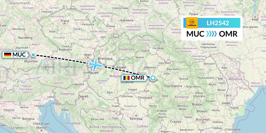 LH2542 Lufthansa Flight Map: Munich to Oradea