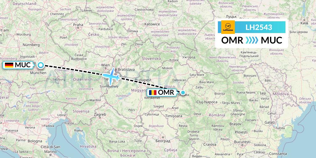 LH2543 Lufthansa Flight Map: Oradea to Munich