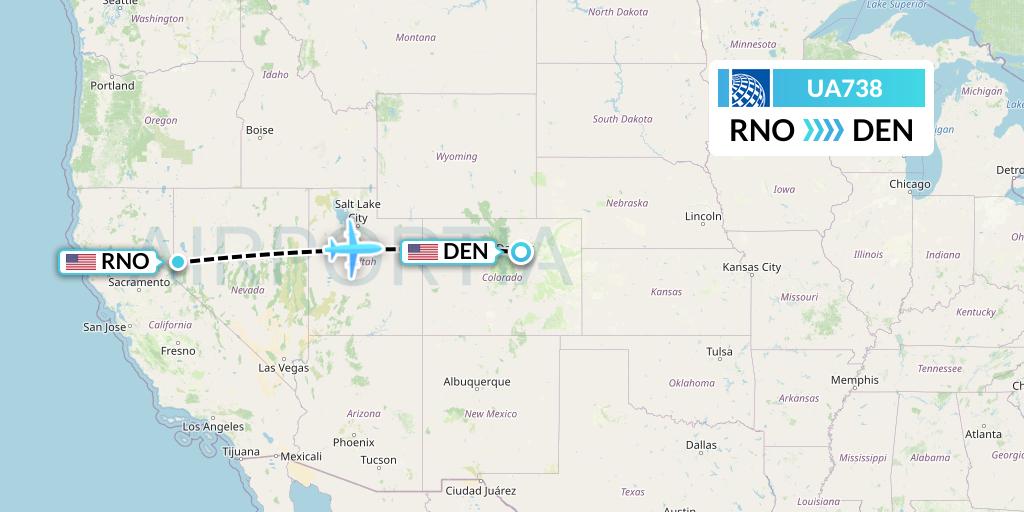 UA738 United Airlines Flight Map: Reno to Denver