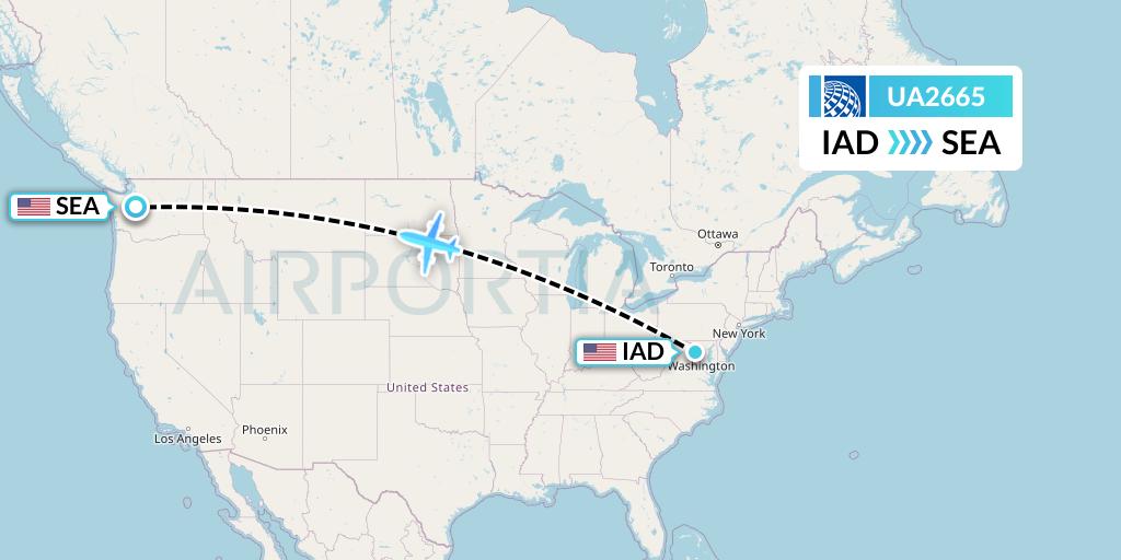 UA2665 United Airlines Flight Map: Washington to Seattle