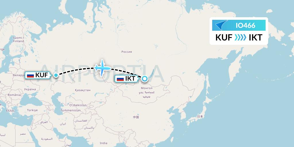 IO466 IrAero Flight Map: Samara to Irkutsk