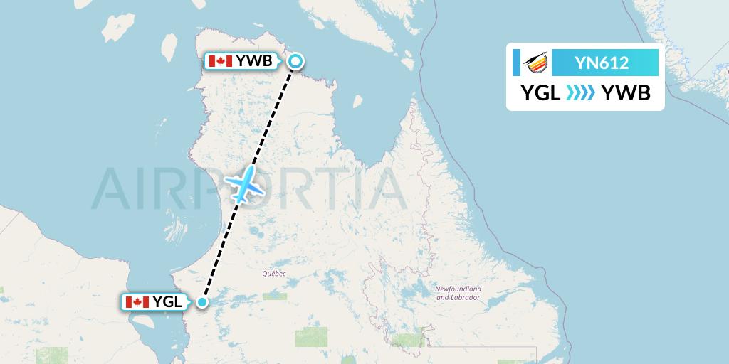 YN612 Air Creebec Flight Map: La Grande Riviere to Kangiqsujuaq