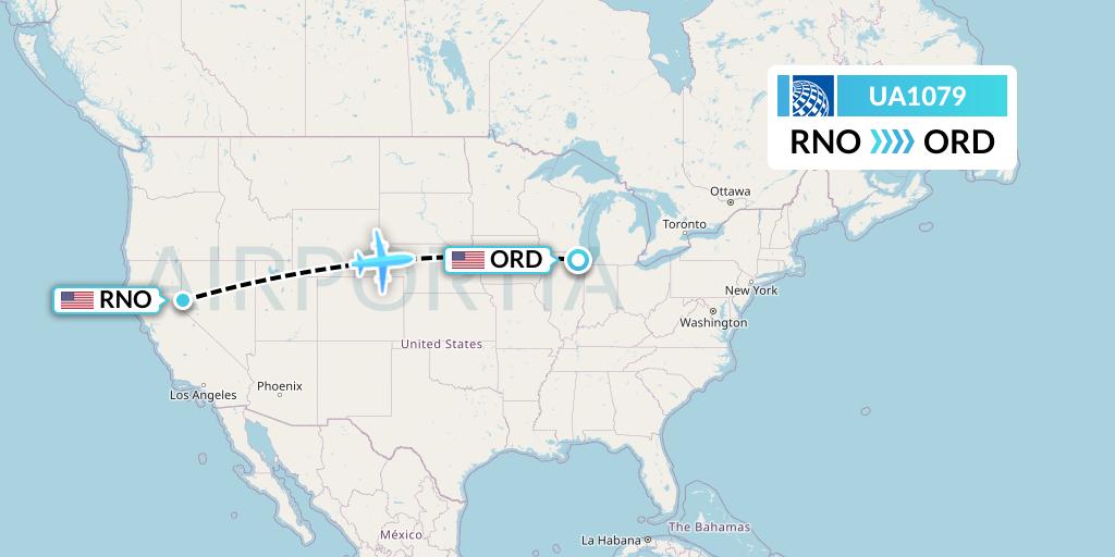 UA1079 United Airlines Flight Map: Reno to Chicago