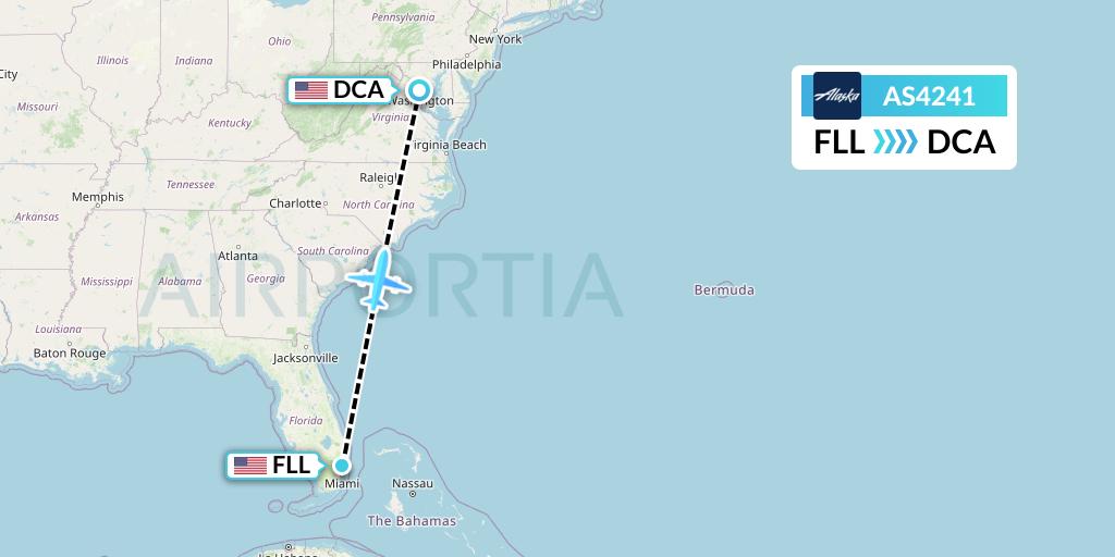 AS4241 Alaska Airlines Flight Map: Fort Lauderdale to Washington