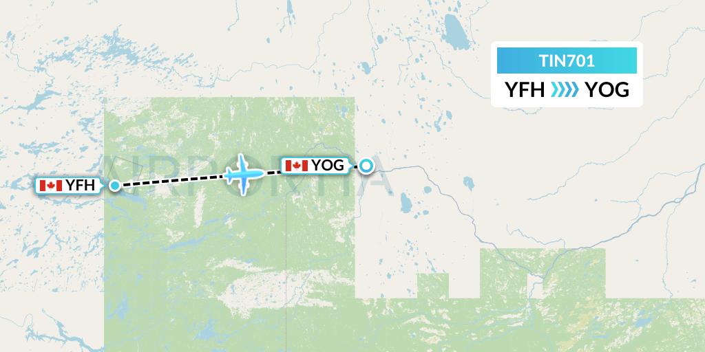 TIN701 Air Tindi Flight Map: Fort Hope to Ogoki Post