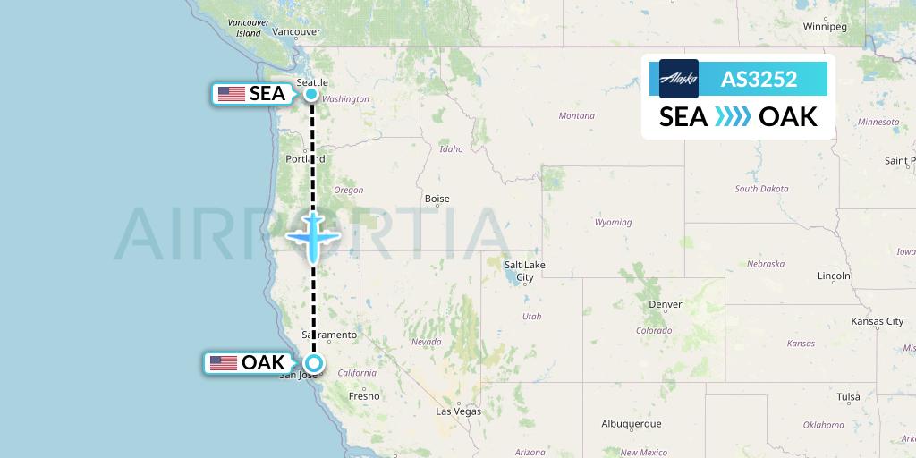 AS3252 Alaska Airlines Flight Map: Seattle to Oakland
