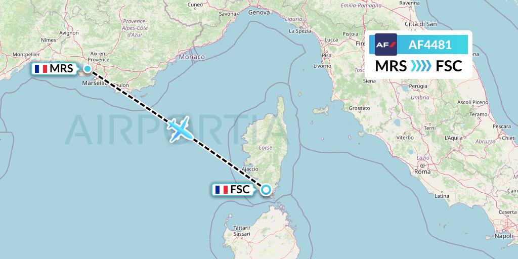 AF4481 Air France Flight Map: Marseille to Figari