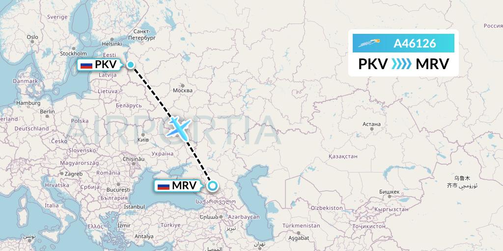 A46126 Azimuth Airlines Flight Map: Pskov to Mineralnye Vody
