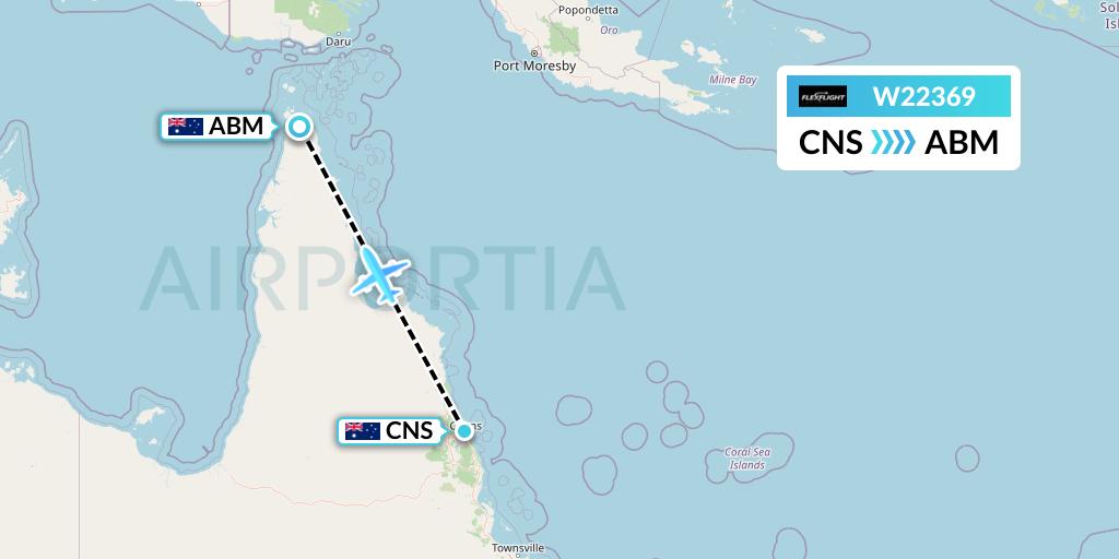 W22369 Flex Flight Flight Map: Cairns to Bamaga