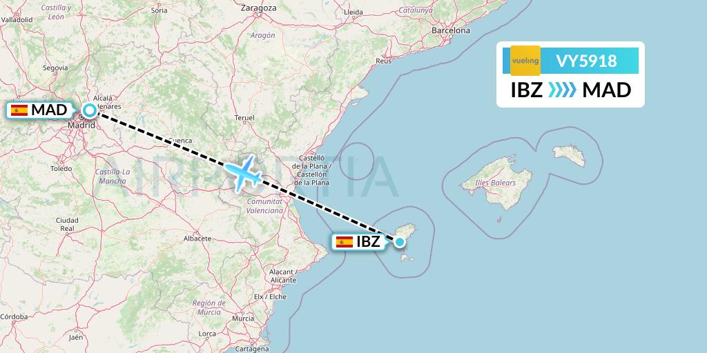 VY5918 Vueling Flight Map: Ibiza to Madrid