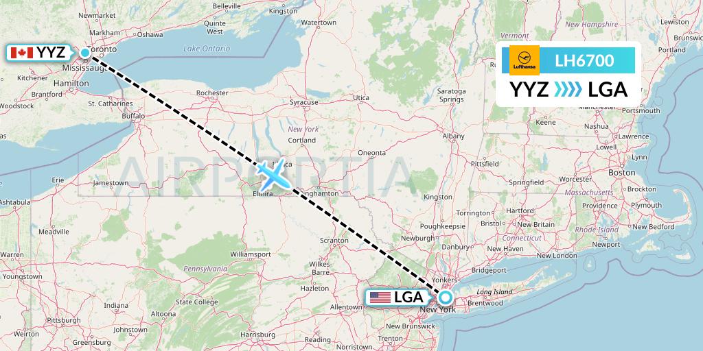 LH6700 Lufthansa Flight Map: Toronto to New York