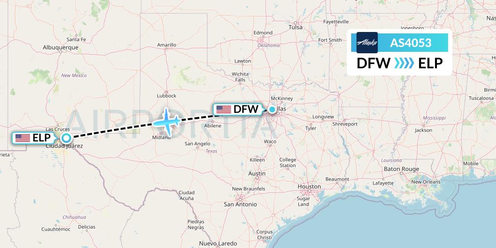AS4053 Alaska Airlines Flight Map: Dallas to El Paso