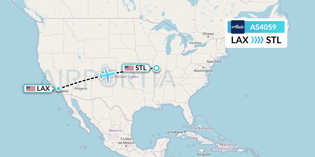AS4059 Alaska Airlines Flight Map: Los Angeles to St. Louis