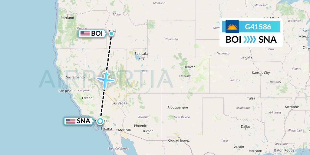 G41586 Allegiant Air Flight Map: Boise to Orange County