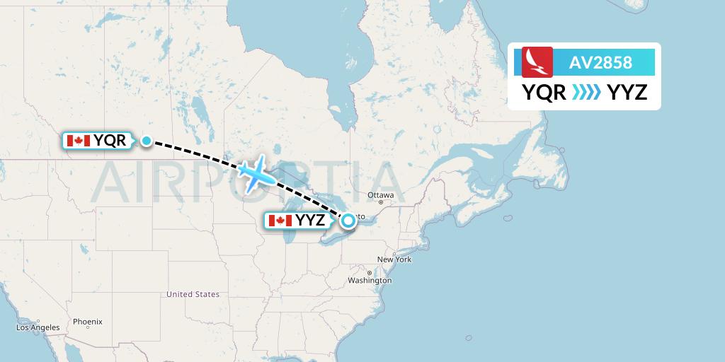 AV2858 Avianca Flight Map: Regina to Toronto