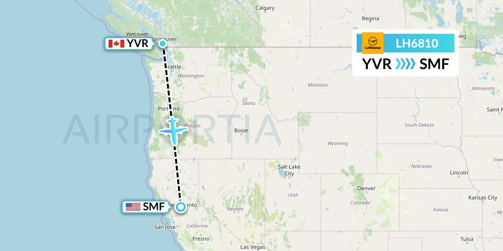 LH6810 Lufthansa Flight Map: Vancouver to Sacramento