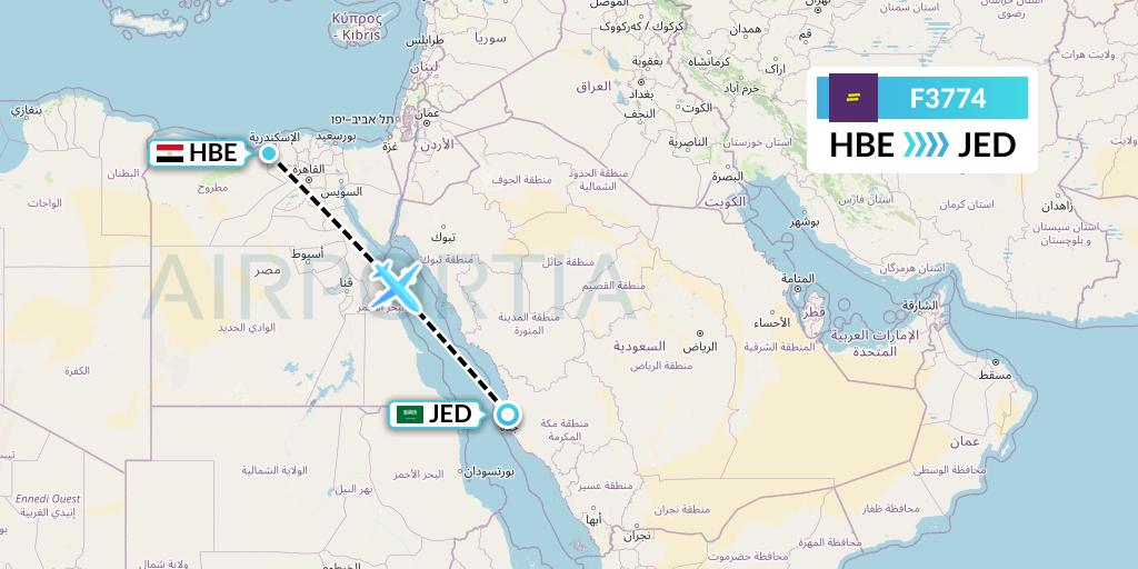 F3774 flydeal Flight Map: Alexandria to Jeddah