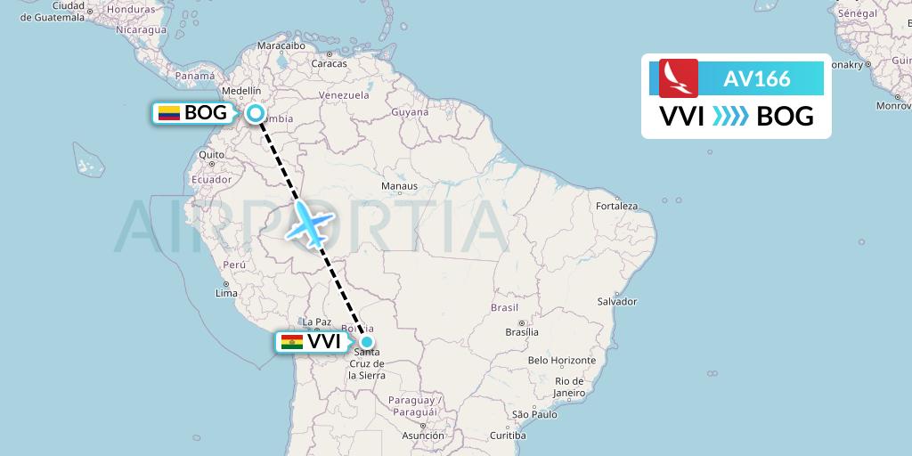 AV166 Avianca Flight Map: Santa Cruz to Bogota