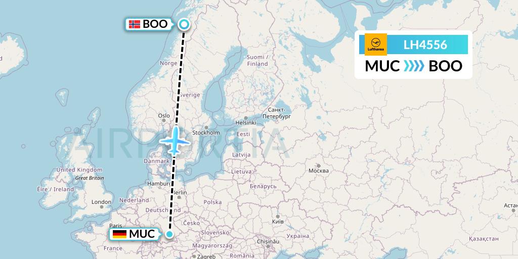 LH4556 Lufthansa Flight Map: Munich to Bodo
