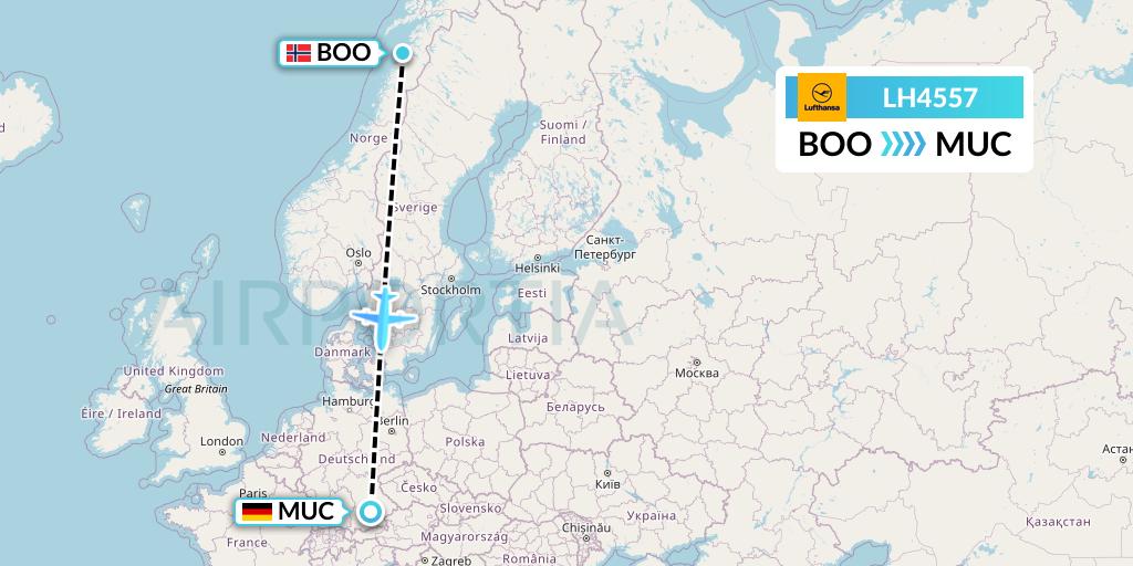 LH4557 Lufthansa Flight Map: Bodo to Munich