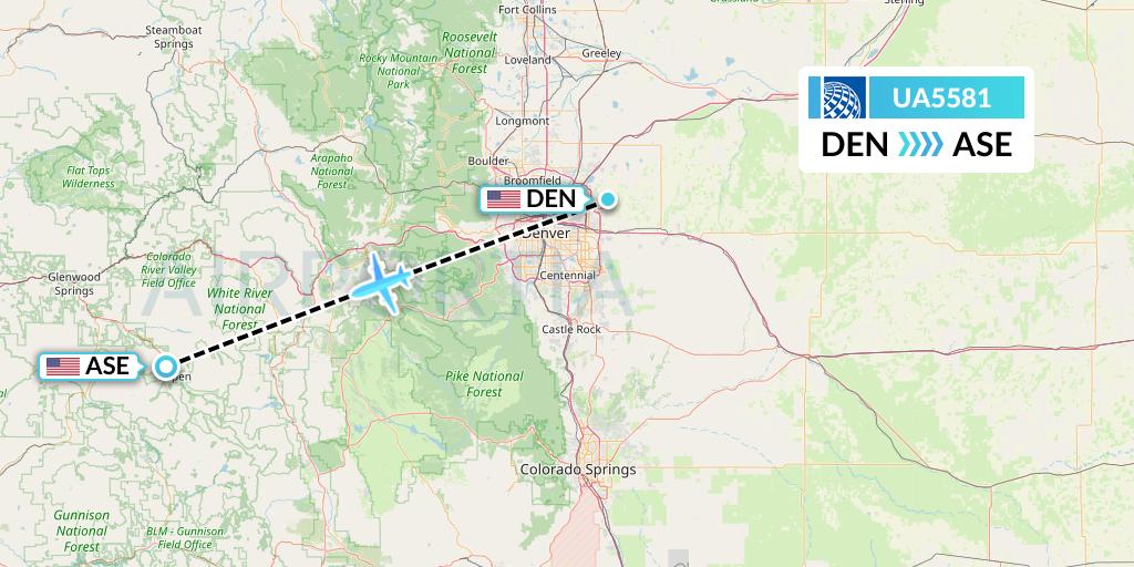 UA5581 United Airlines Flight Map: Denver to Aspen