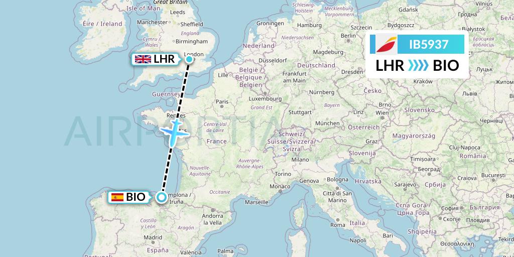 IB5937 Iberia Flight Map: London to Bilbao