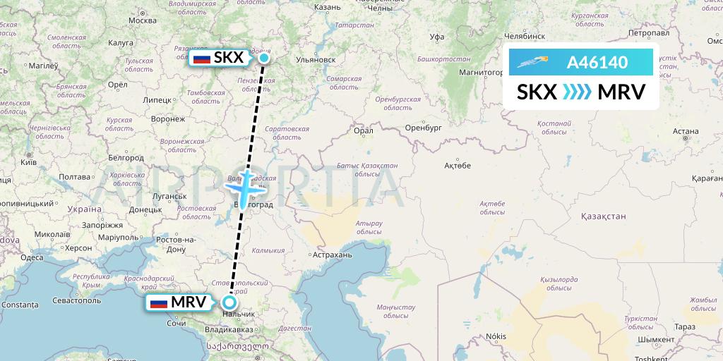 A46140 Azimuth Airlines Flight Map: Saransk to Mineralnye Vody