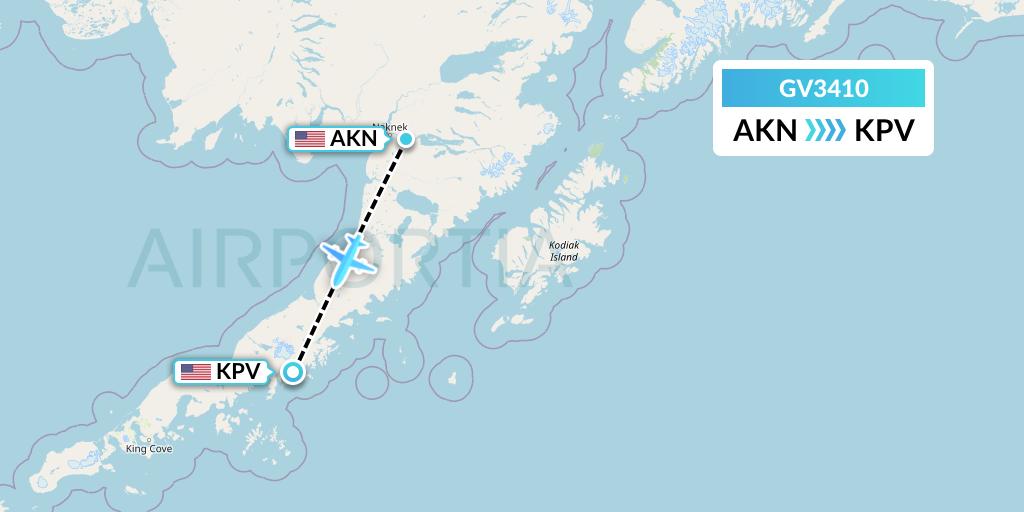 GV3410 Grant Aviation Flight Map: King Salmon to Perryville