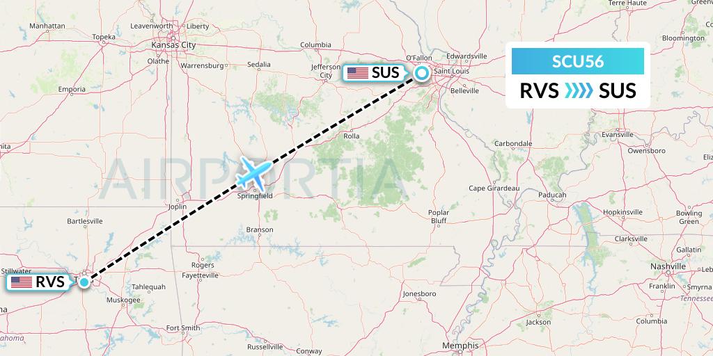 SCU56 Air Scorpio Flight Map: Tulsa to St. Louis