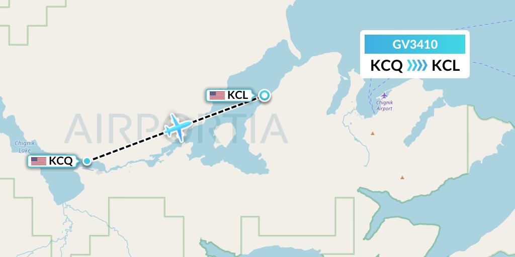 GV3410 Grant Aviation Flight Map: Chignik to Chignik Lagoon