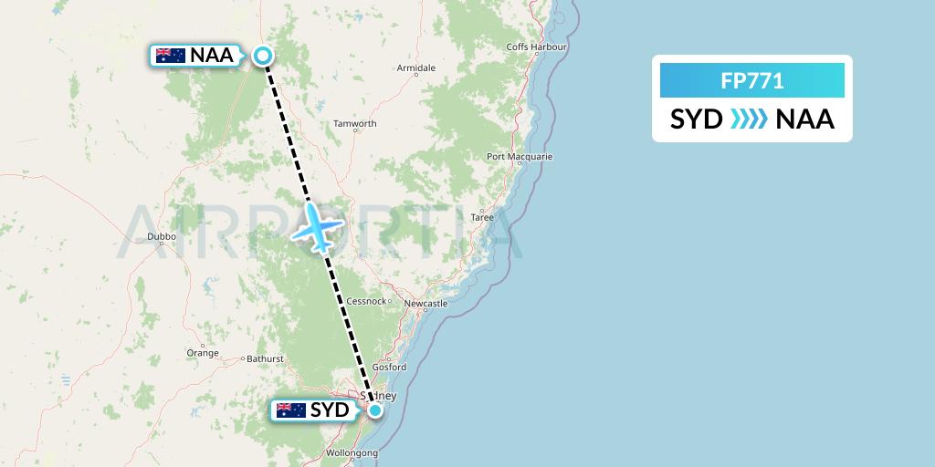 FP771 FlyPelican Flight Map: Sydney to Narrabri