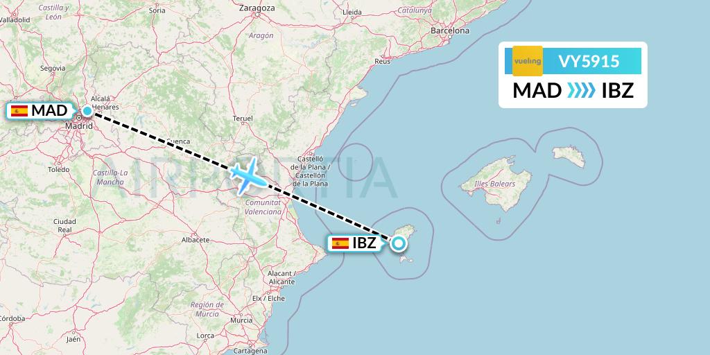 VY5915 Vueling Flight Map: Madrid to Ibiza