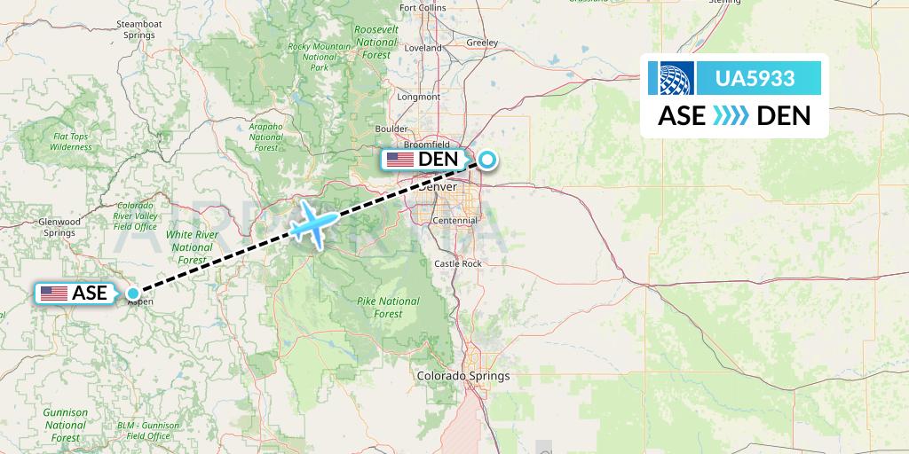 UA5933 United Airlines Flight Map: Aspen to Denver