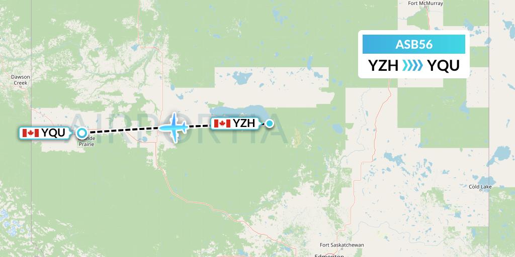 ASB56 Air Spray Flight Map: Slave Lake to Grande Prairie