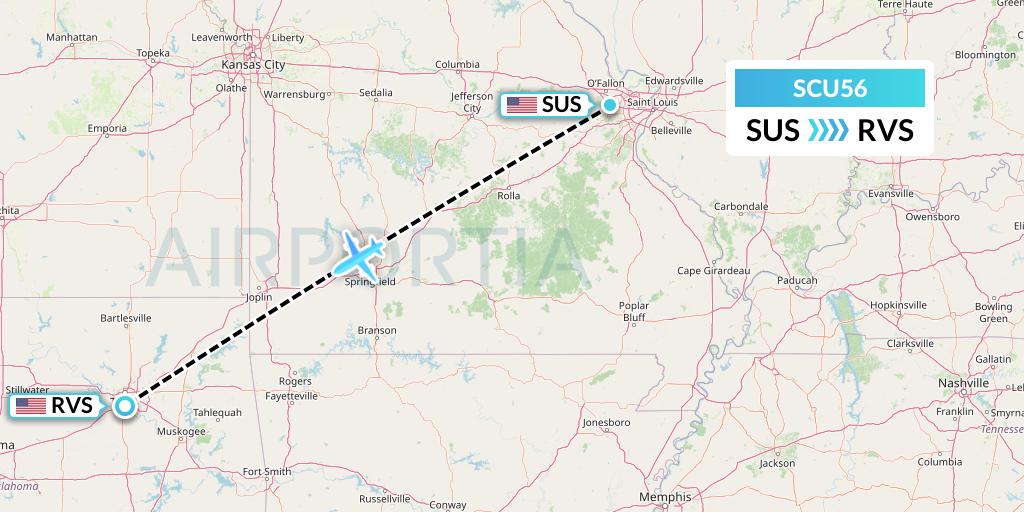 SCU56 Air Scorpio Flight Map: St. Louis to Tulsa
