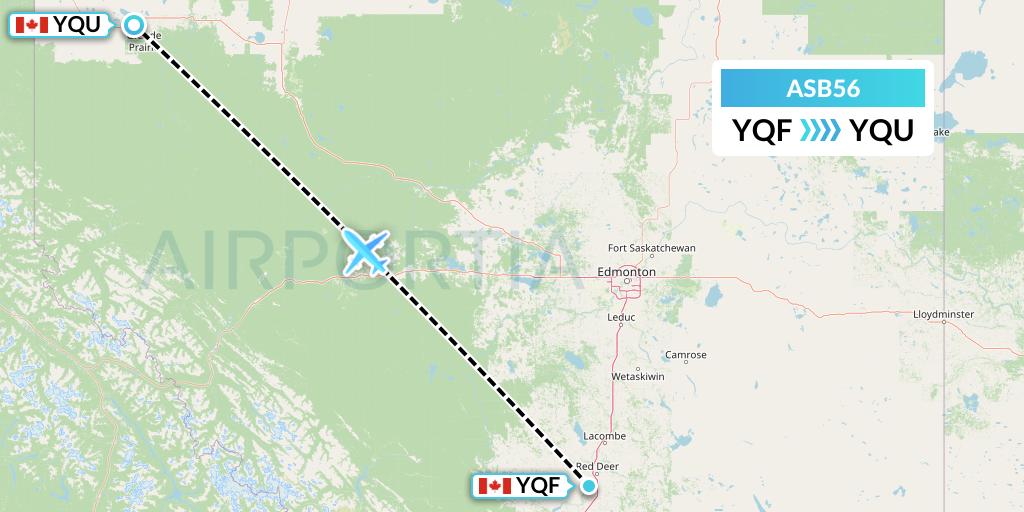 ASB56 Air Spray Flight Map: Red Deer to Grande Prairie