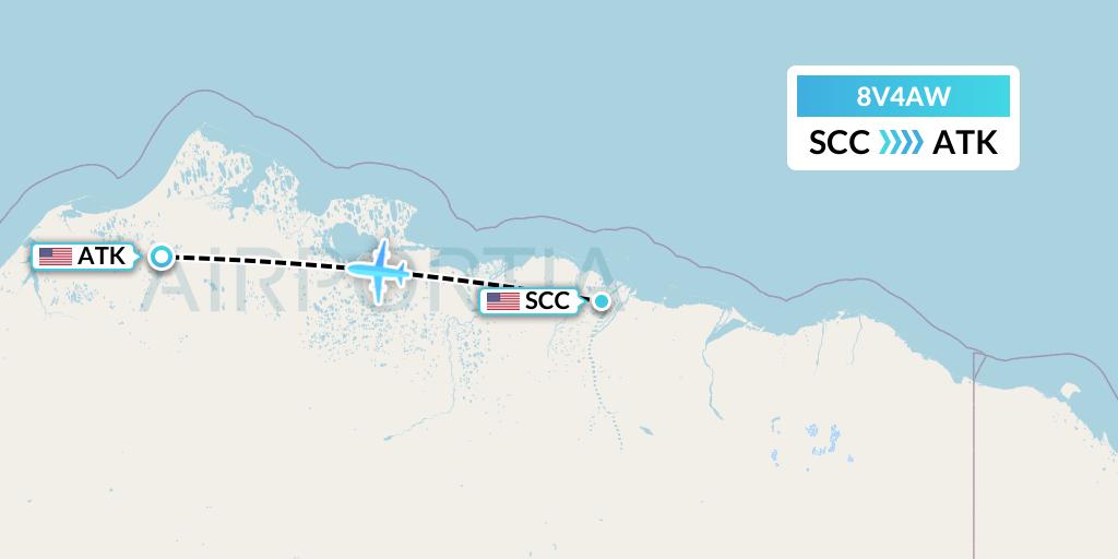 8V4AW Wright Air Service Flight Map: Deadhorse to Atqasuk
