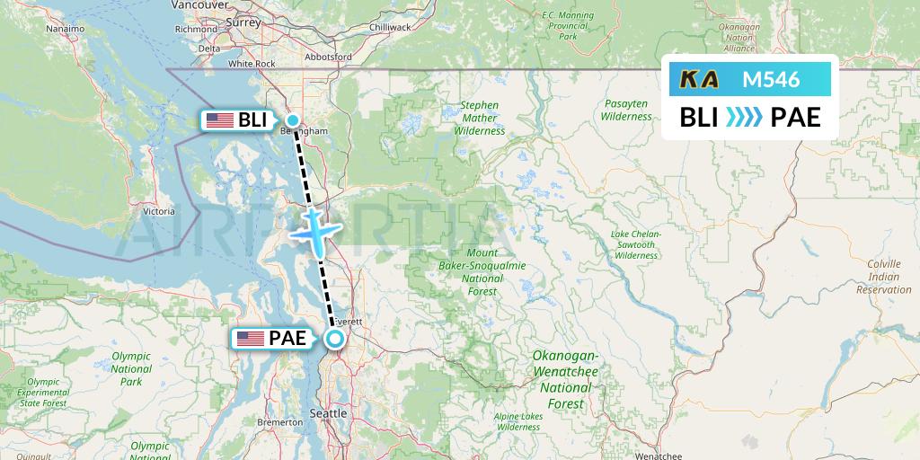 M546 Kenmore Air Flight Map: Bellingham to Everett