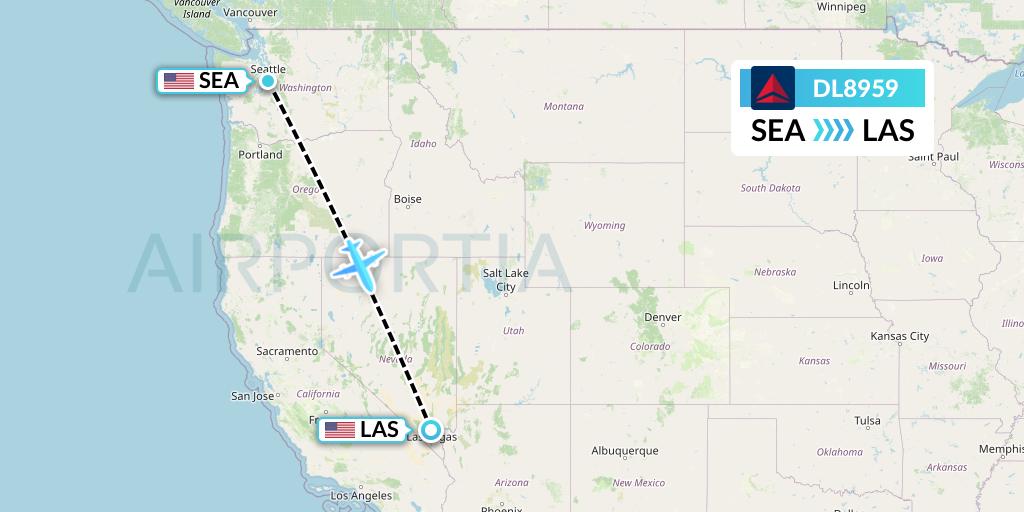 DL8959 Delta Air Lines Flight Map: Seattle to Las Vegas