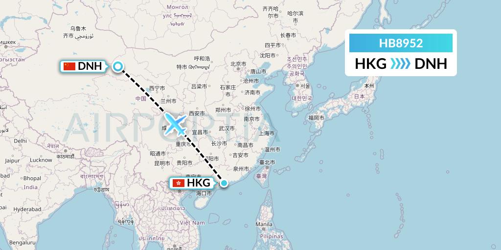 HB8952 Greater Bay Airlines Flight Map: Hong Kong to Dunhuang