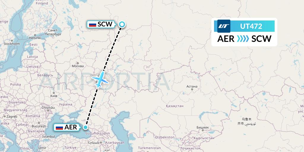 UT472 UTair Flight Map: Sochi to Syktyvkar
