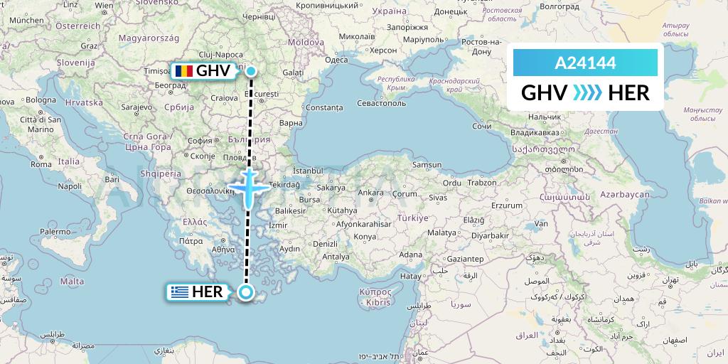 A24144 Anima Wings Aviation Flight Map: Brasov to Heraklion