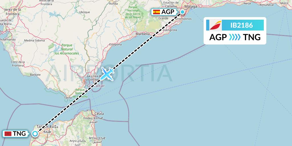 IB2186 Iberia Flight Map: Malaga to Tangier