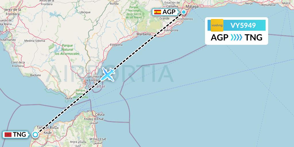 VY5949 Vueling Flight Map: Malaga to Tangier