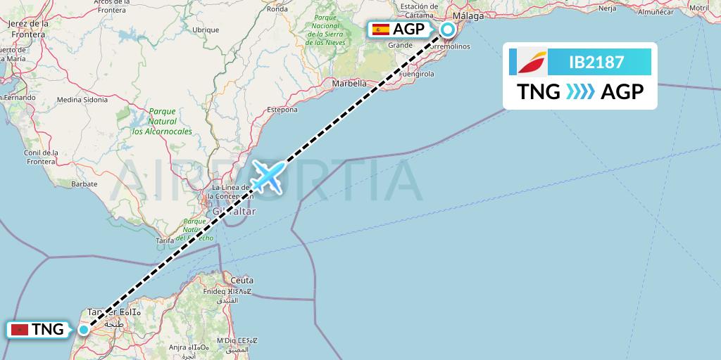 IB2187 Iberia Flight Map: Tangier to Malaga